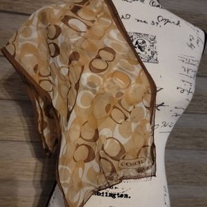 Coach Signature Brown and Cream Hair Scarf